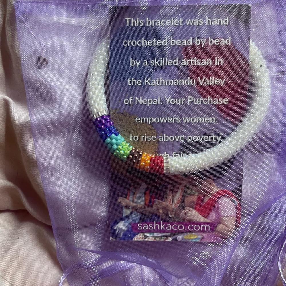 Charka Bracelet mini beads (braided together) beautiful crocheted and handmade
